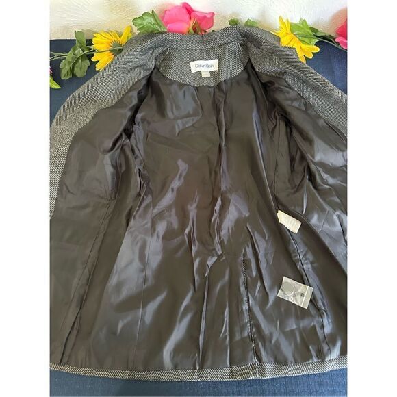 Calvin Klein Women’s Petite Black/Cream Herringbone One-Button Jacket Size 4P - Picture 9 of 9